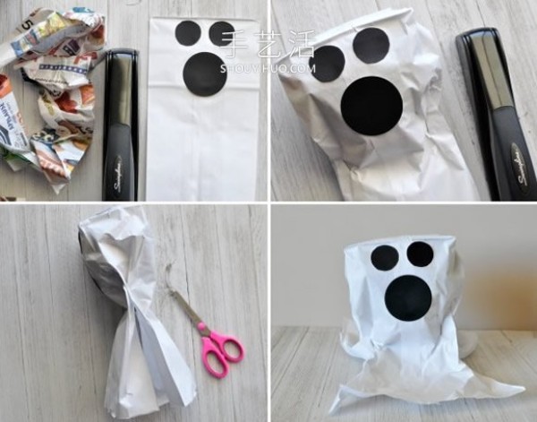 Tutorial on how to make ghost lunch bags in kindergarten