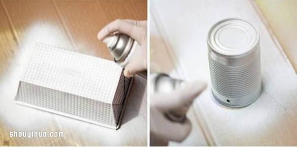 Using waste tin cans and tin boxes to DIY tableside flowerpots/pen holders/storage racks