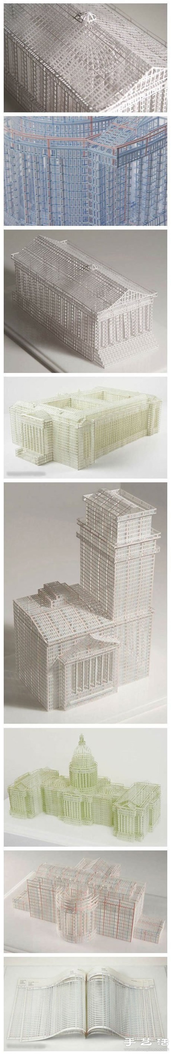 DIY magnificent building model on account book paper