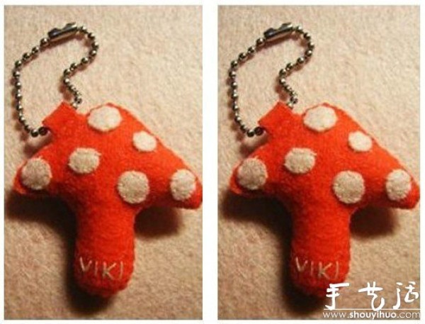 Childlike red mushroom pendant handmade