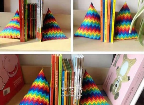 How to make non-woven bookends: handmade fabric triangular bookends