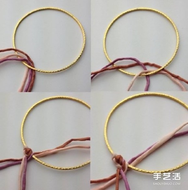 Illustration of the weaving methods of hand-made gold bracelets with ethnic style bracelets