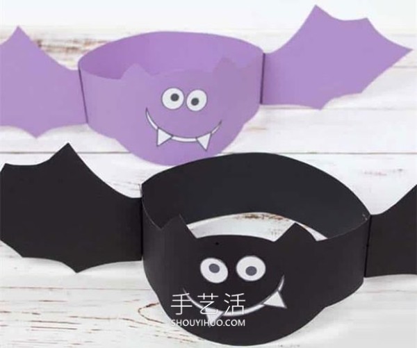 Illustrated tutorial on how to make a simple homemade Halloween bat hat