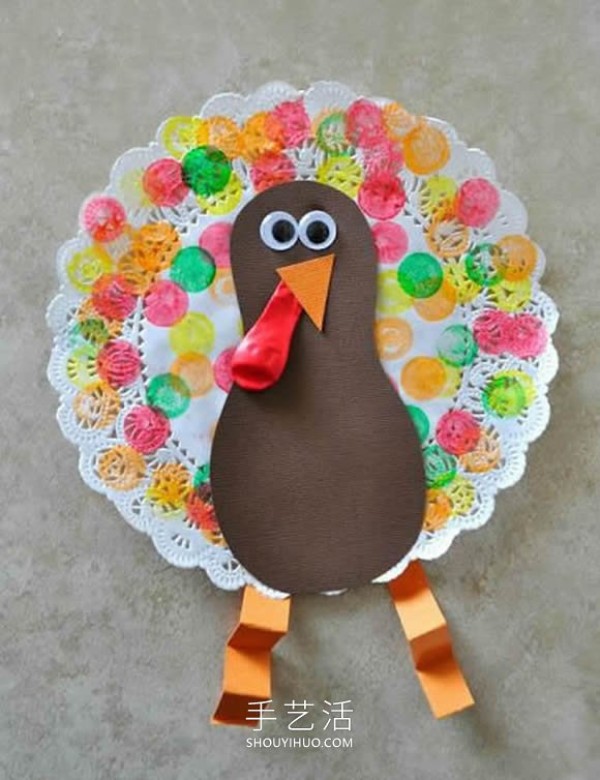 Tutorial on how to make handmade paper coasters with turkey in kindergarten