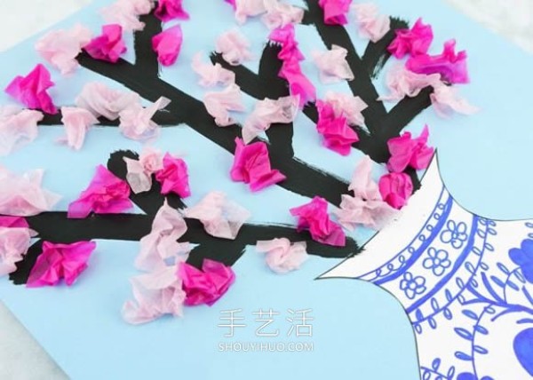 Colorful cherry blossoms and blue and white porcelain! Simple production of super beautiful paper stickers