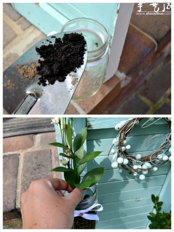 Tutorial of DIY potted plant blinds from glass bottles