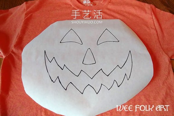 Illustrated tutorial on how to make your own Halloween Pumpkin T-shirt