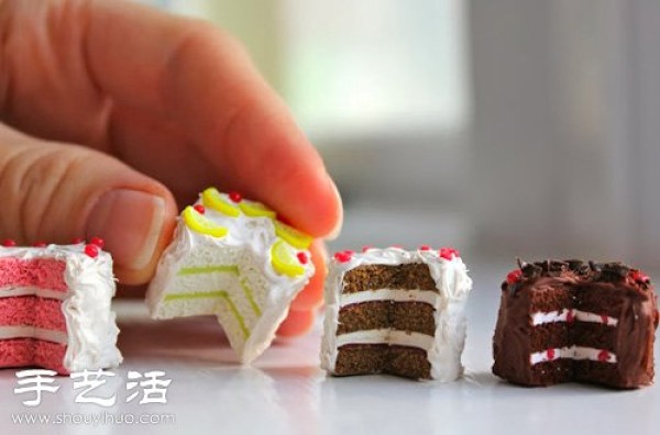 Handmade mini cakes made from soft clay