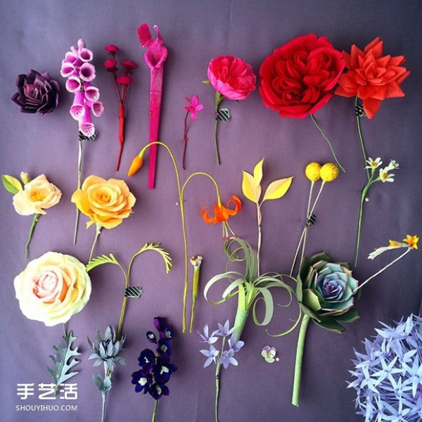 Using crepe paper to imitate pictures of colorful and exquisite paper art artificial flowers