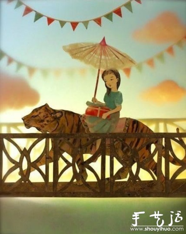 Super-beautiful and creative 3D character and landscape paper-cutting