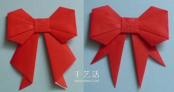 Handmade origami bow step by step chart and simple bow folding method