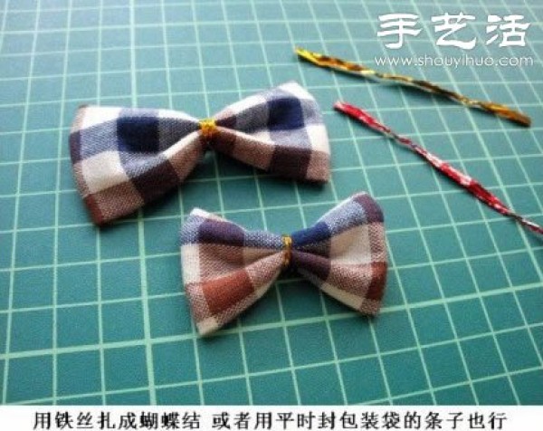 Handmade bow hairpins made of plaid cloth