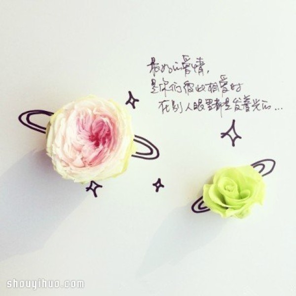 Creative DIY with flowers and simple drawings tells simple love mottos