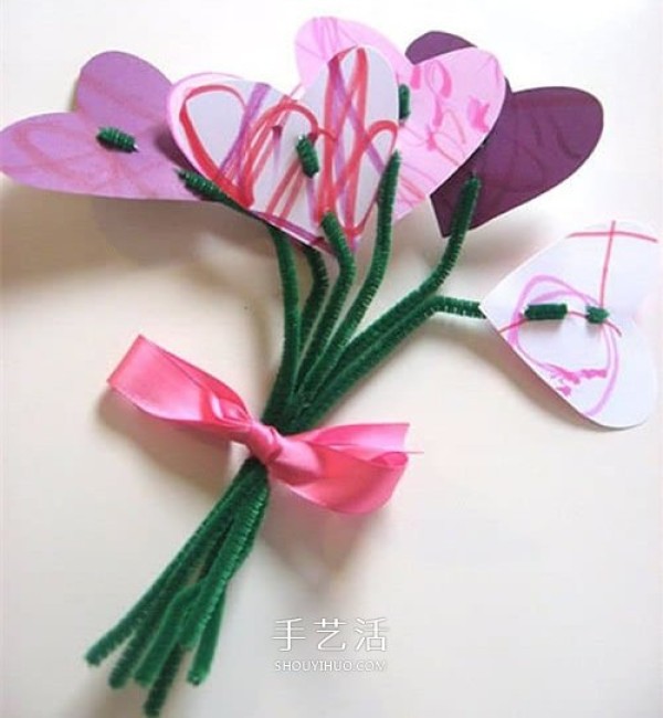 Mothers Day gift for mom, handmade love bouquet with twist sticks