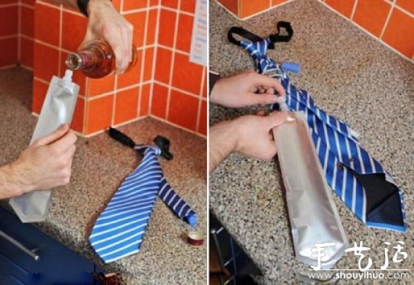 Creative tie with built-in hydration bag