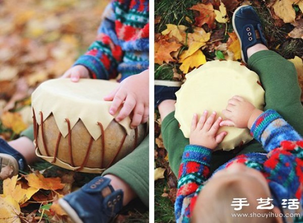 Dry gourd + leather DIY to make cute toy drum