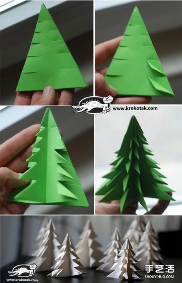 How to make a three-dimensional Christmas tree with origami illustrations