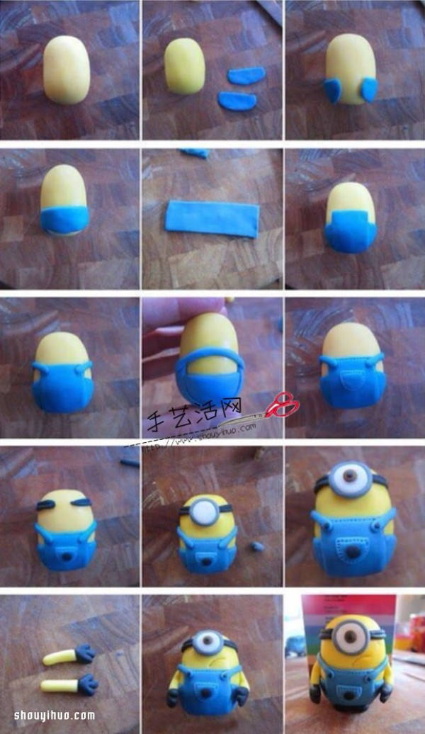 Illustration of the DIY method of making soft clay minions