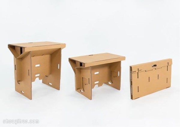 Portable foldable computer desk designed and made using corrugated cardboard