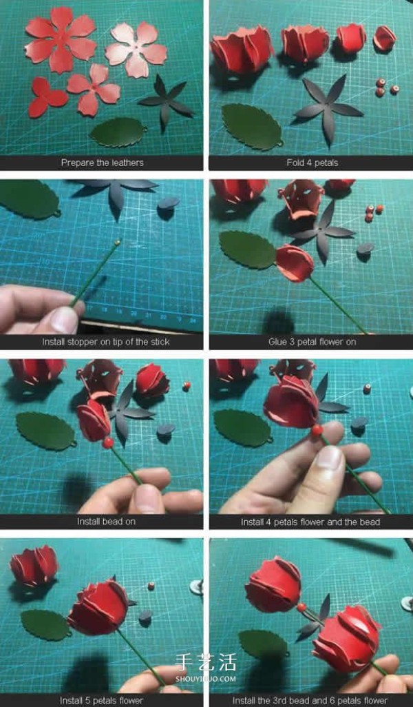 How to make red roses from leather