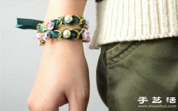 Aesthetic metal buckle silk belt bracelet DIY handmade