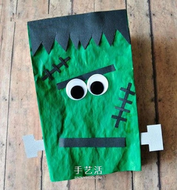  DIY cute Halloween Frankenstein made from paper bags