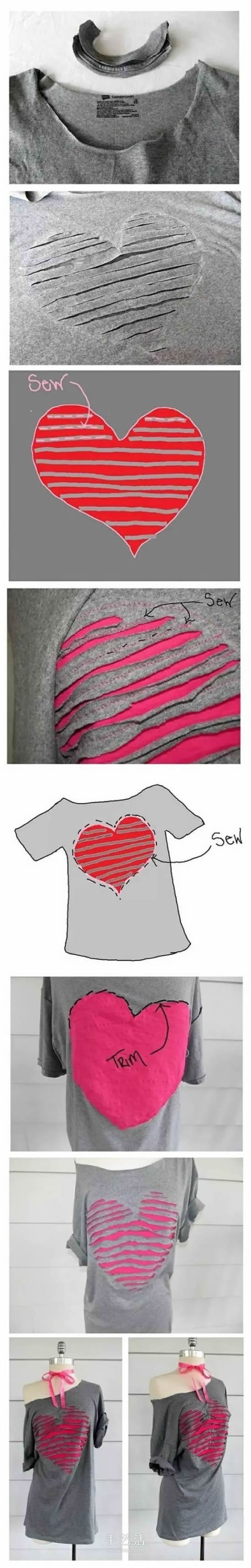 A comprehensive illustration of how to transform old T-shirts into modern fashionable clothes