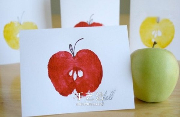 Made with a real apple! How to make cute apple greeting cards