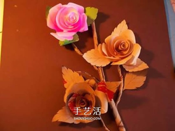 How to make cardboard roses and illustrate how to make simple colored paper roses