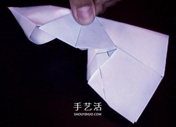 A detailed illustration of how to fold an Avengers paper plane or an origami fighter plane