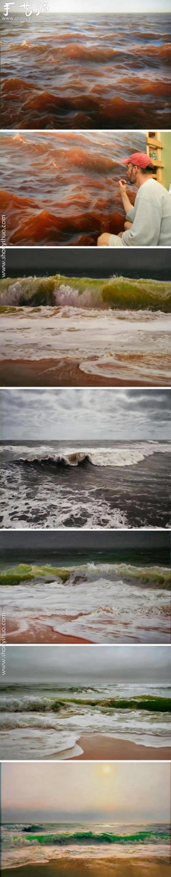 Amazing hand-painted realistic three-dimensional visual effects of ocean waves