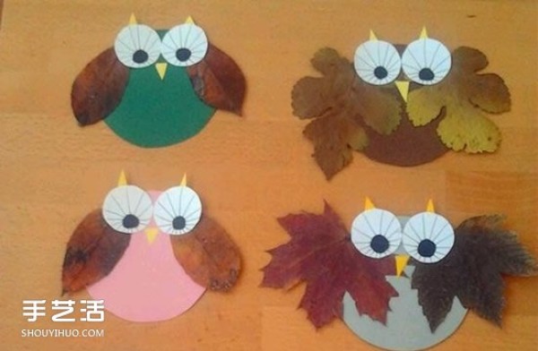 A collection of childrens leaf stickers, pictures of autumn leaves collage