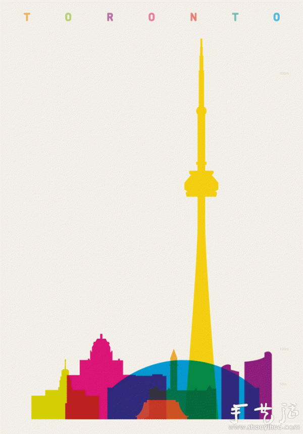 City-themed paper-cut poster