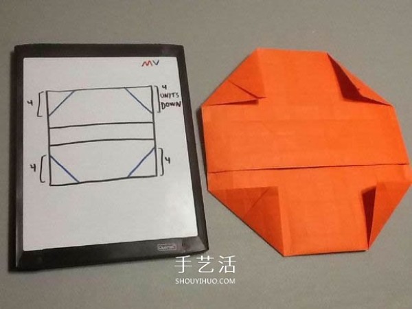 Origami illustration of three-dimensional jack-o