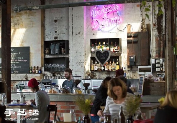 Modern restaurant decoration design after the transformation of the abandoned glass factory in Australia