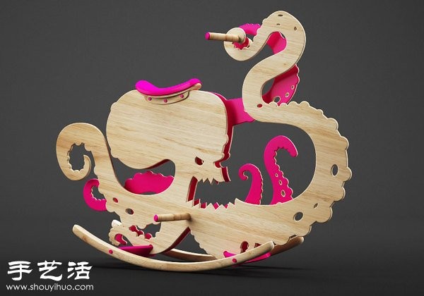 Interesting monster Trojan made of solid wood