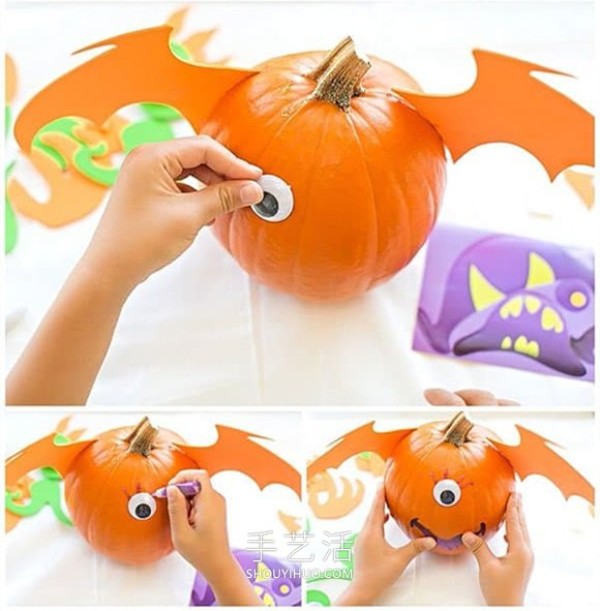 Illustrated tutorial on how to make your own funny pumpkin monster