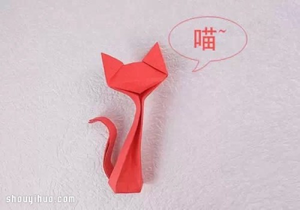 Handmade origami cute cat illustrations and realistic cat folding tutorials