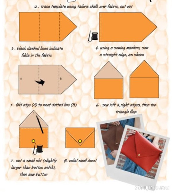 Its easy to make a womens clutch DIY method illustrated tutorial