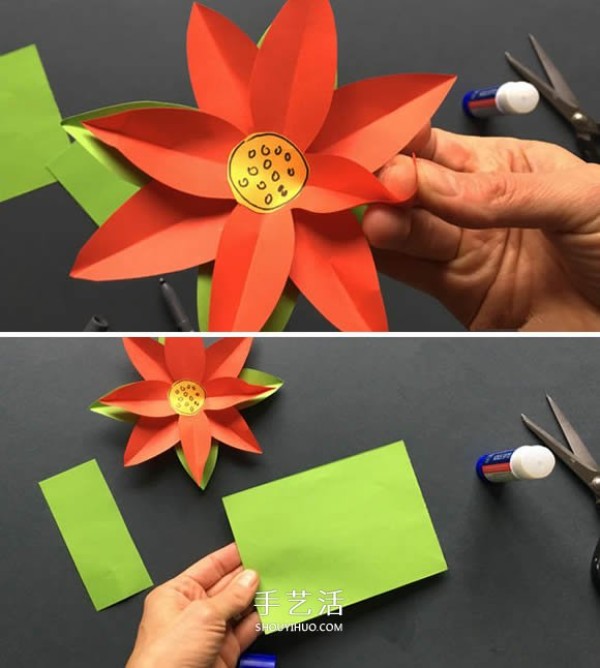 How to make Christmas flowers by cutting paper, DIY Christmas flower decoration