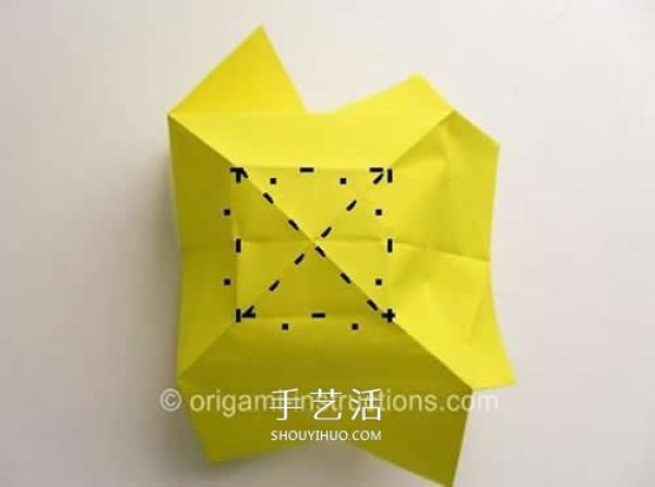 New method of folding a rotating rose, step-by-step diagram of origami rotating rose