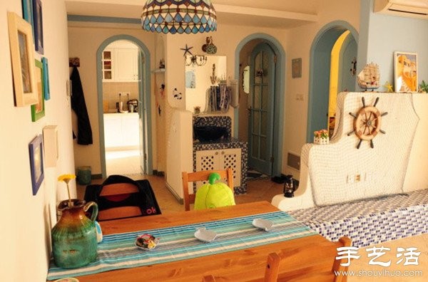 Mediterranean style one-bedroom small apartment decoration picture