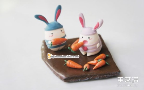 Jailbreak Rabbits soft pottery DIY work, cute handmade clay rabbit pictures