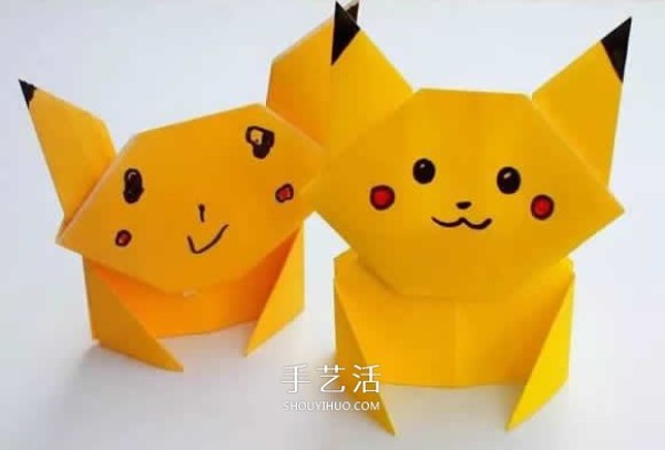 Simple Pikachu origami tutorial how to fold Pikachu with illustrations