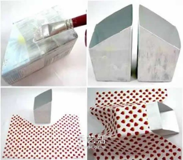 Milk carton handmade storage box, simple milk carton waste recycling