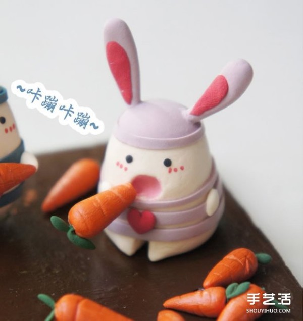 Jailbreak Rabbits soft pottery DIY work, cute handmade clay rabbit pictures