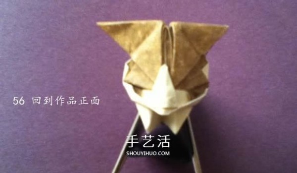 Wear the cat with you! Illustration of the origami method of cat head ring