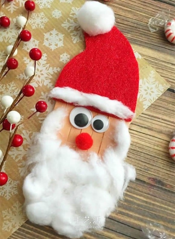 A tutorial on making handmade Santa Claus with ice cream sticks and making it for young children