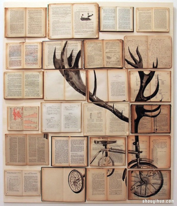 Put old books together and turn waste canvas into treasure to DIY beautiful decorative paintings