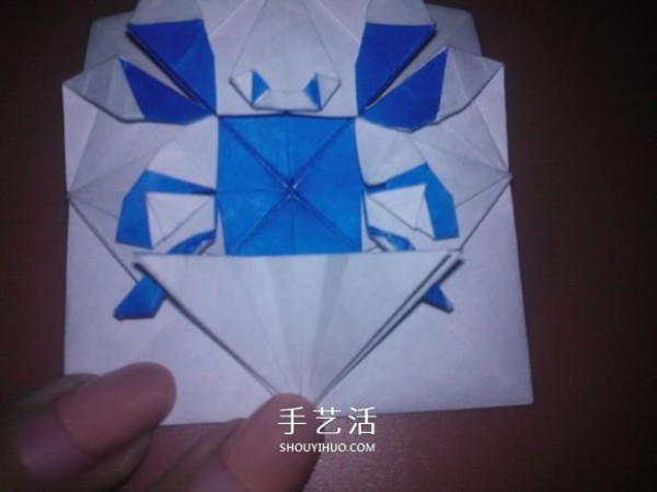 How to fold a flat crab with a diagram that looks like a small crab origami